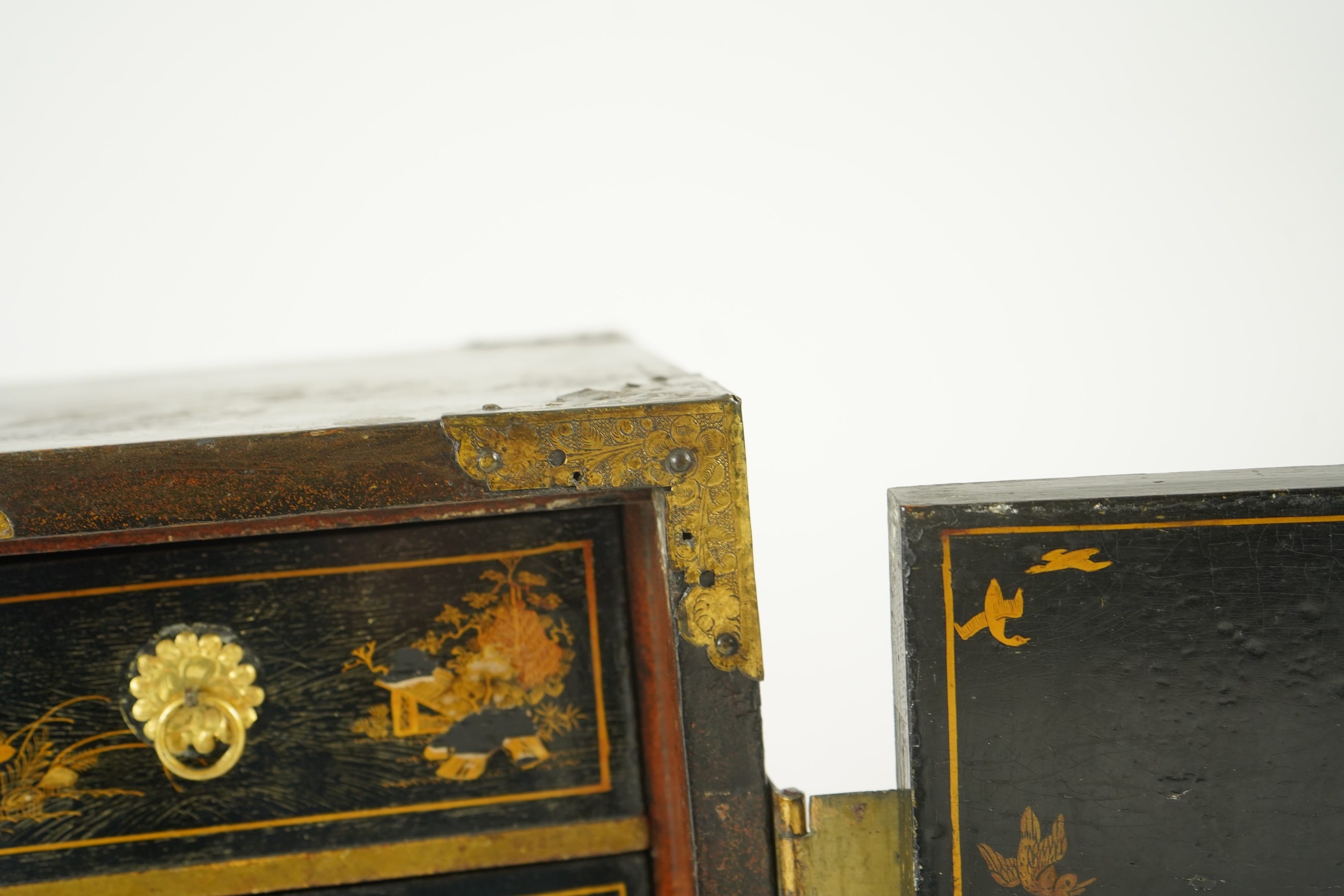 A George I black japanned table cabinet, c.1720